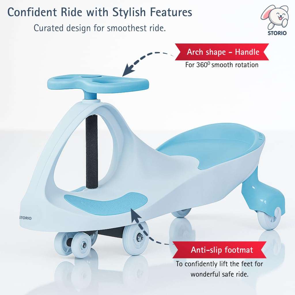 Storio Boomer Kids Magic Swing Car Twister Ride On | Toy Car with PU Wheels | Toy Car for 3 to 5 Years | Push Ride on Baby Car,100 Kg Capacity | Birthday Gift for Kids Boys and Girls - Blue 3