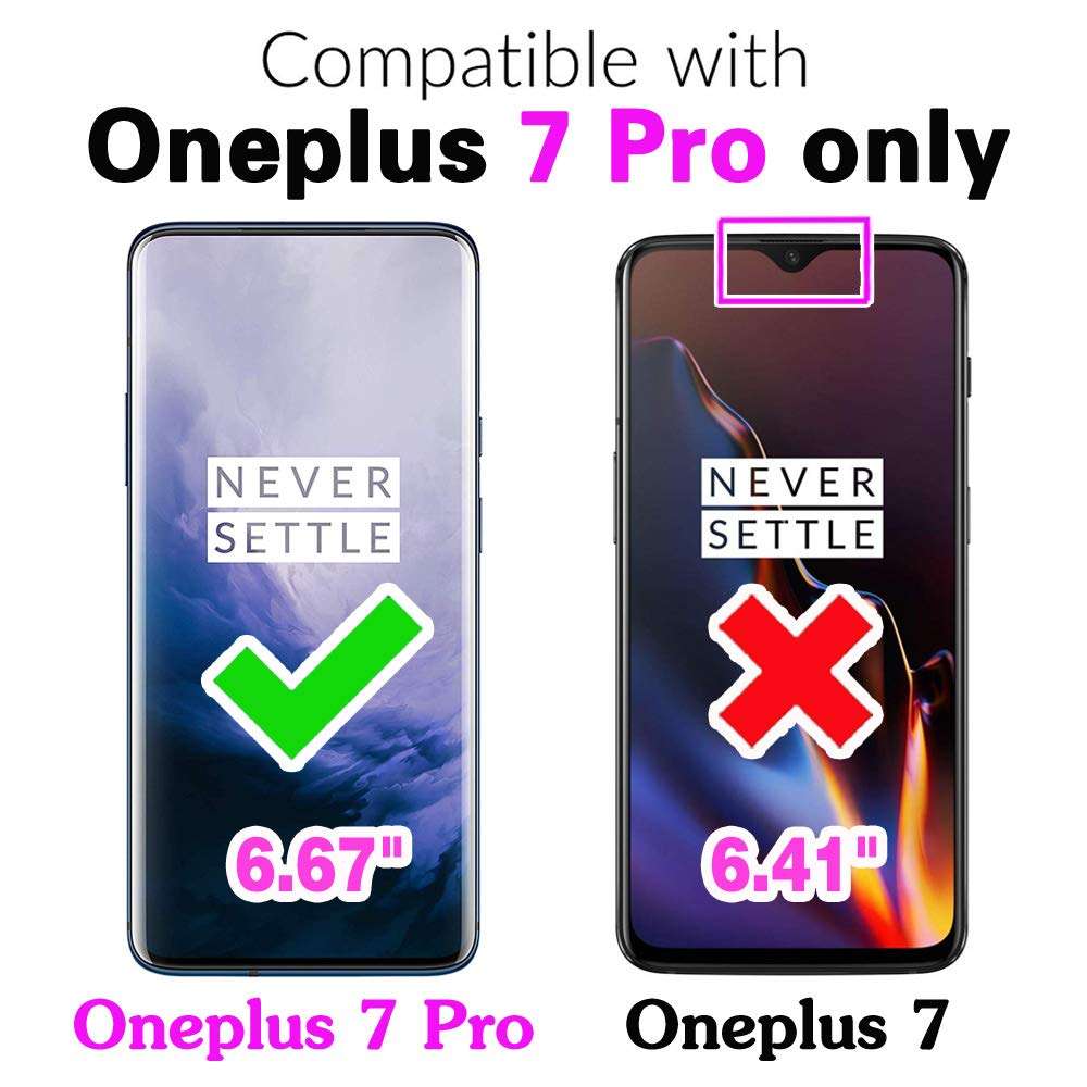 Asuwish Compatible with OnePlus 7 Pro Wallet Case and Tempered Glass Screen Protector Flip Cover Card Holder Cell Phone Cases for OnePlus7Pro 5G One Plus 1+7 1Plus OnePlus7 7Pro One+ 1 + Seven Purple 2