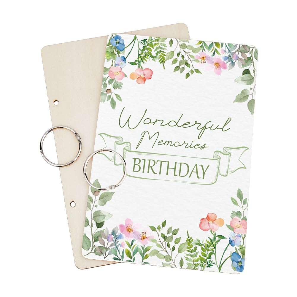 SUPERDANT Wonderful Memories Birthday Greeting Card Organizer Flowers and Plants Wedding Journal Birthday Cards Keeper Leaves Planner Card Holder Wooden Keeper Binder Photo Album Keepsake Gifts 3