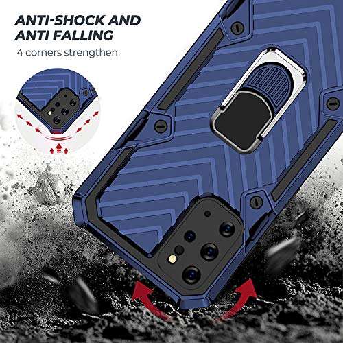 Konyaoo Compatible with Samsung Galaxy case, Double-Layer Plastic TPU Cover with Ring Stand (Samsung S20 Plus, Blue) 5