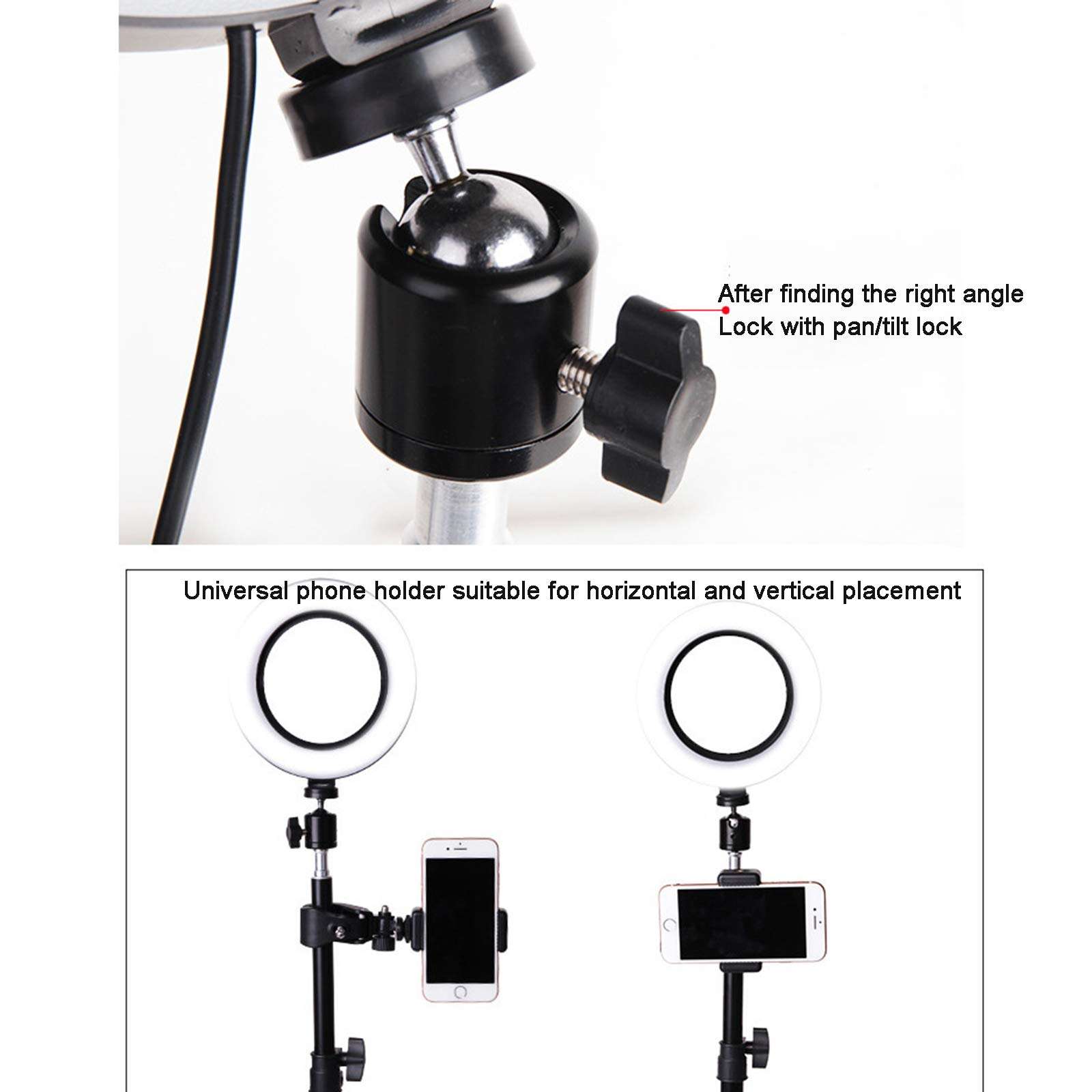 YZCM Ring Fill Light Bracket, Portable Floor-Standing Fill Light Photo Camera Tripod, Mobile Phone Bracket for Live Broadcast, Makeup, Camera 5
