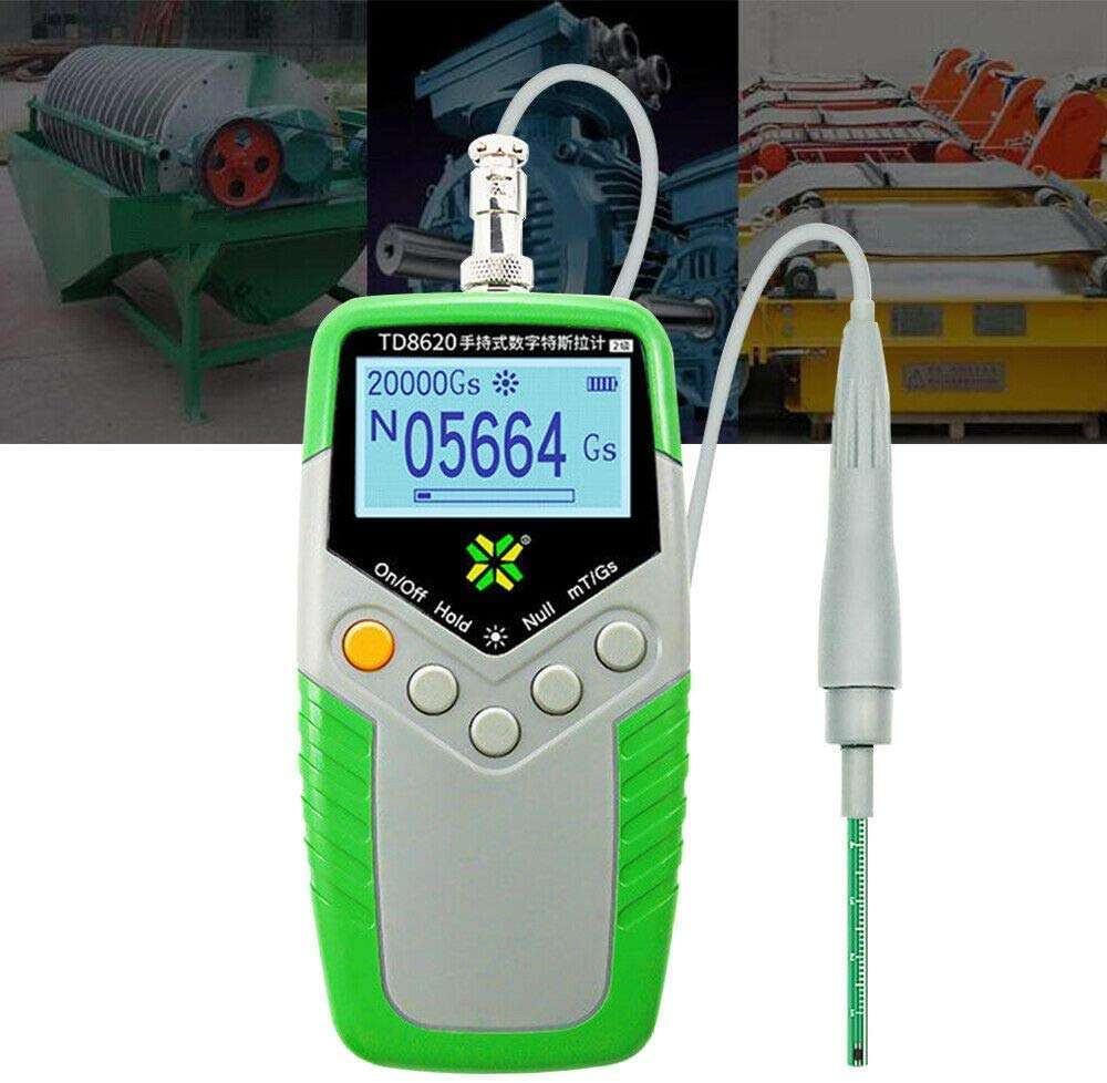 TD8620 Digital Gauss Meter Handheld Digital Tester Meter mT/Gs Magnetic Flux Met High Precision Gaussmeter Fluxmeter Surface Magnetic Field Tester with Probe 0-2400mT 6
