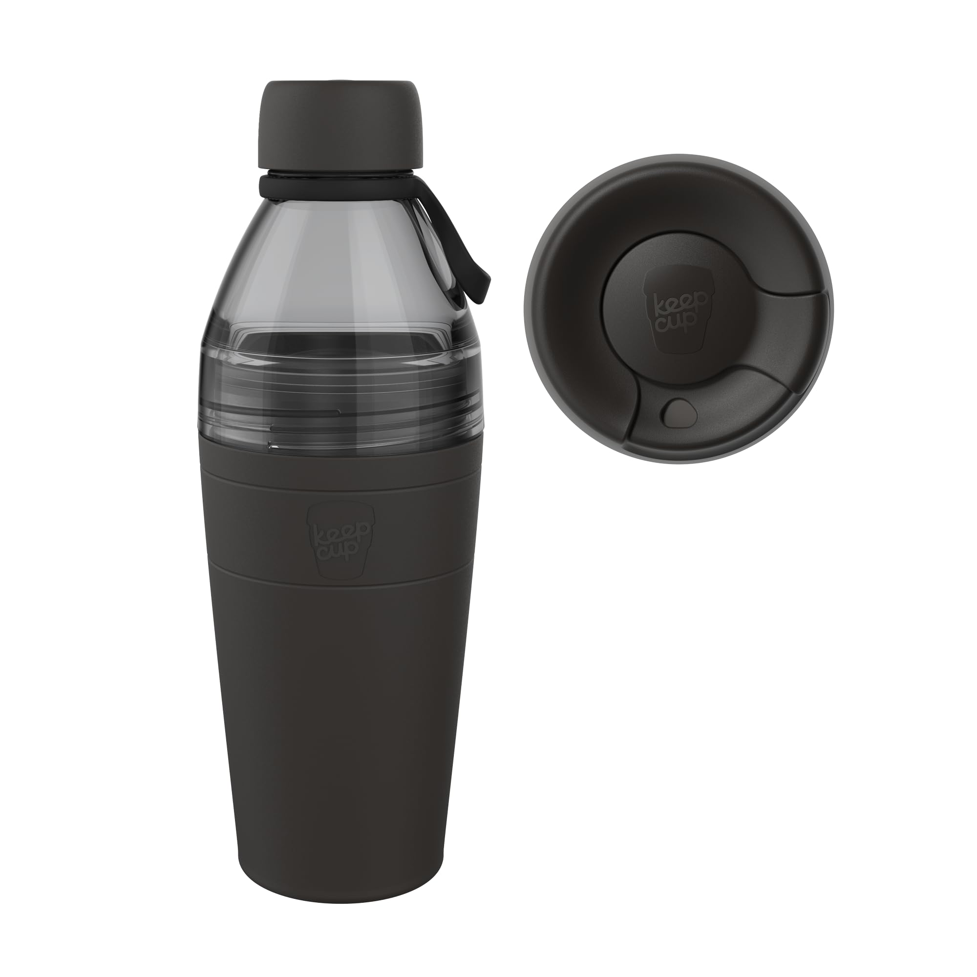 KeepCup Cup-to-Bottle Kit, 2 in 1 Reusable Water Bottle and Travel Mug, Insulated Stainless Steel & Plastic Dual Opening with Leakproof Sipper Lid - 660ml Bottle to 16oz Cup - Black 1