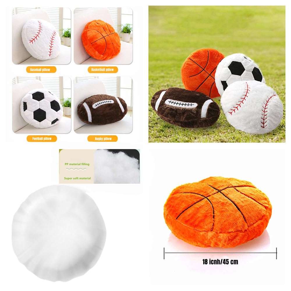 XIYUAN 18 inch Baseball Plush Pillow Soft Fluffy Stuffed Baseball Plush Toy Pillows Durable Sport Baseball Plush Toys Basketball Football Creative Room Decorations Party Gift for Kids 3