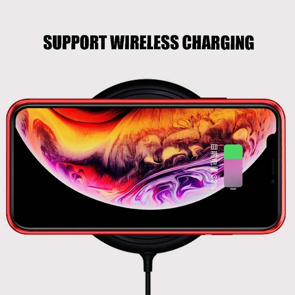 FHZXHY Privacy Glass iPhone XR Case All-Inclusive Clear Double Sided Tempered Glass Magnet Absorption Metal Bumper Frame Protective Case for iPhone XR red 6
