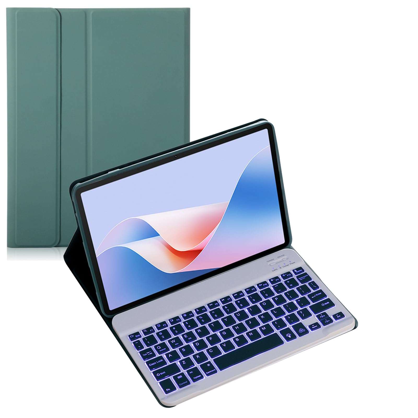 Keyboard Case for Lenovo Tab S11 11inch 2025 Tablet, Wireless Bluetooth Keyboard, Soft Silicone Edge Protective Case with Stand, 2025 New Model (Green,Backlit) 1