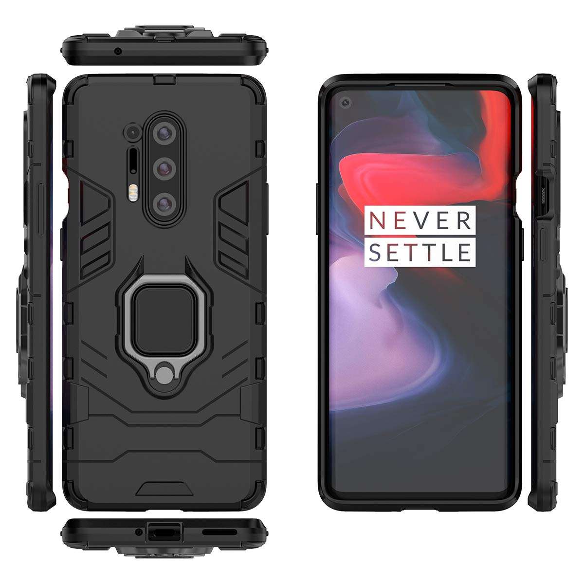 FanTings Case for OnePlus 8 Pro, Rugged and Shockproof,with Mobile Phone Holder, Cover for OnePlus 8 Pro-Black 2