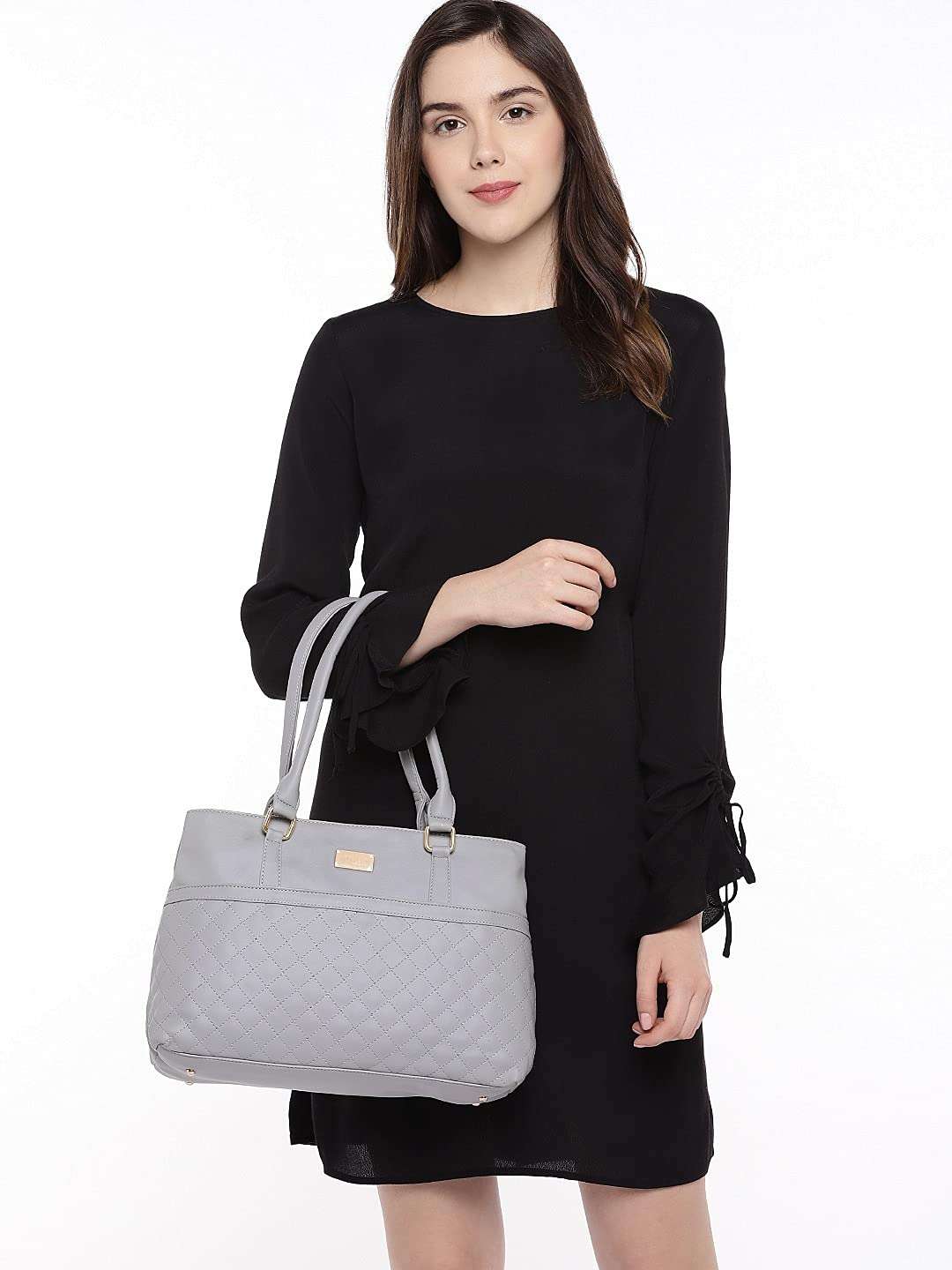 Anna Claire Women's FashionQuilted Shoulder Bag Grey 6