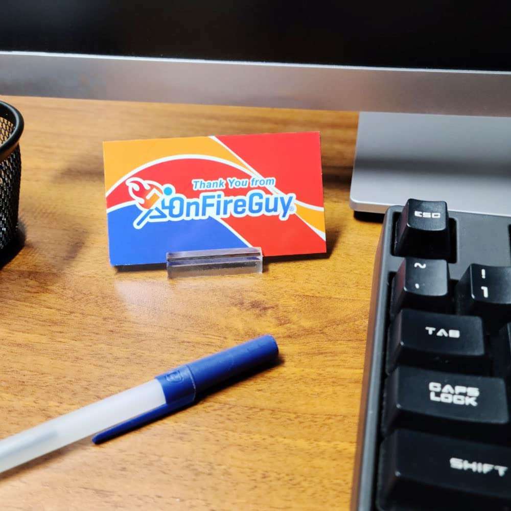 OnFireGuy 96pcs Place Card Holder Display Stands 1.25" Acrylic Card Holders for Wedding Place Cards Table Numbers Product Labels Slotted Name Place Card Sign Display Stands 4