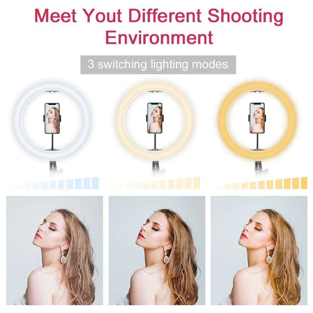 14 Inch Ring Light with 60" Tripod Stand,Mountdog Dimmable LED Ring Light with Rotatable Phone Holder, Bluetooth Remote Control,Carrying Bag for YouTube, Live Streaming, Video Shooting, Make Up 2