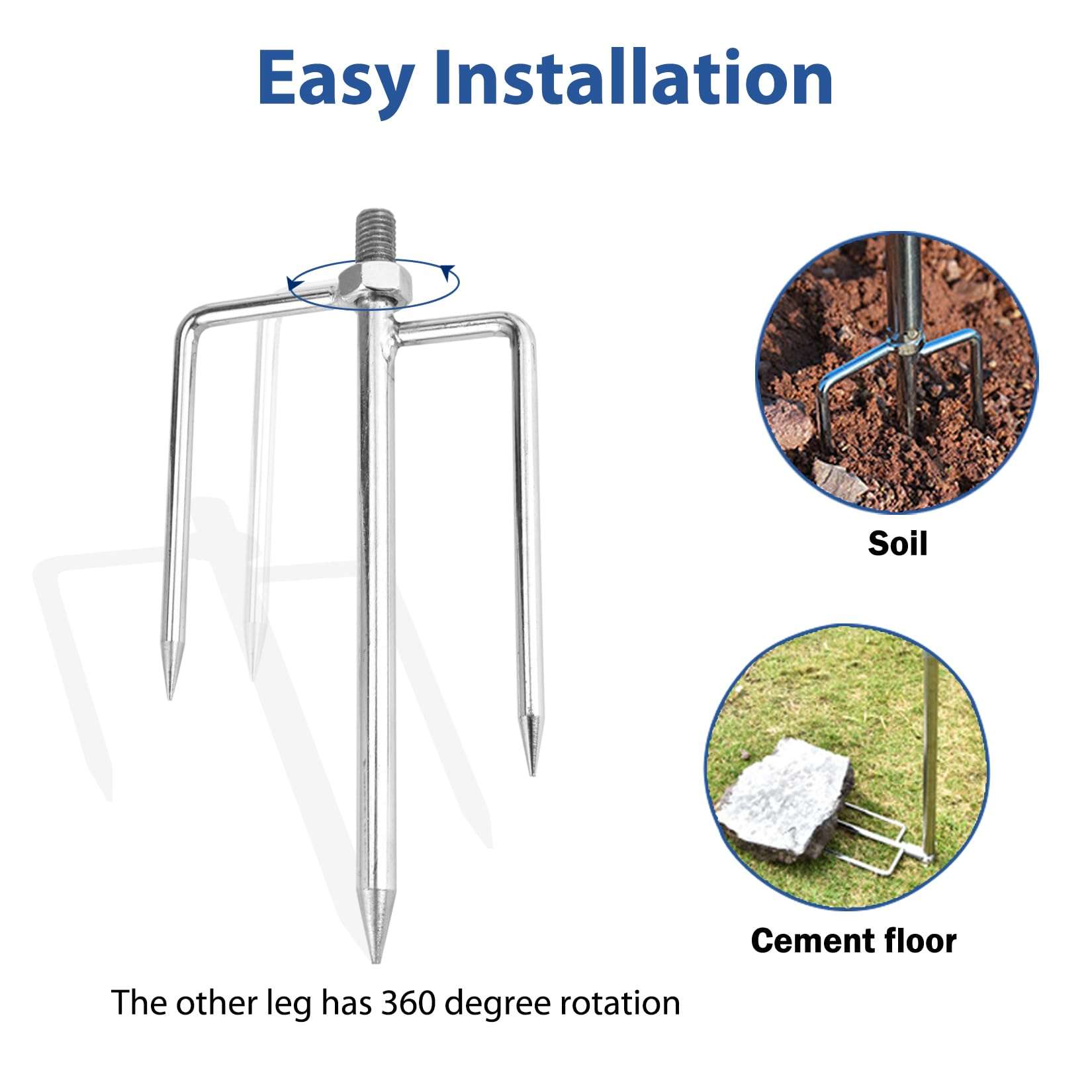 Danoib Trail Camera Mounting Bracket with 1/4" -20 Threaded Insert 360°Rotating Adjustable Holder Post for Game Camera Stand Pole, Night Fishing Lights (5) 6