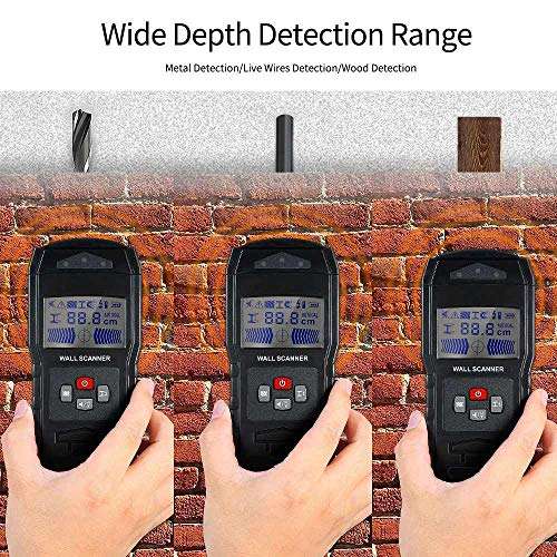 GMKD Stud Finder, 3-in-1 Digital Wall Scanner with LCD Display, Multifunctional Electric AC Wire Metal Wood Detector - for Wood Metal & Live Cables Detection 2