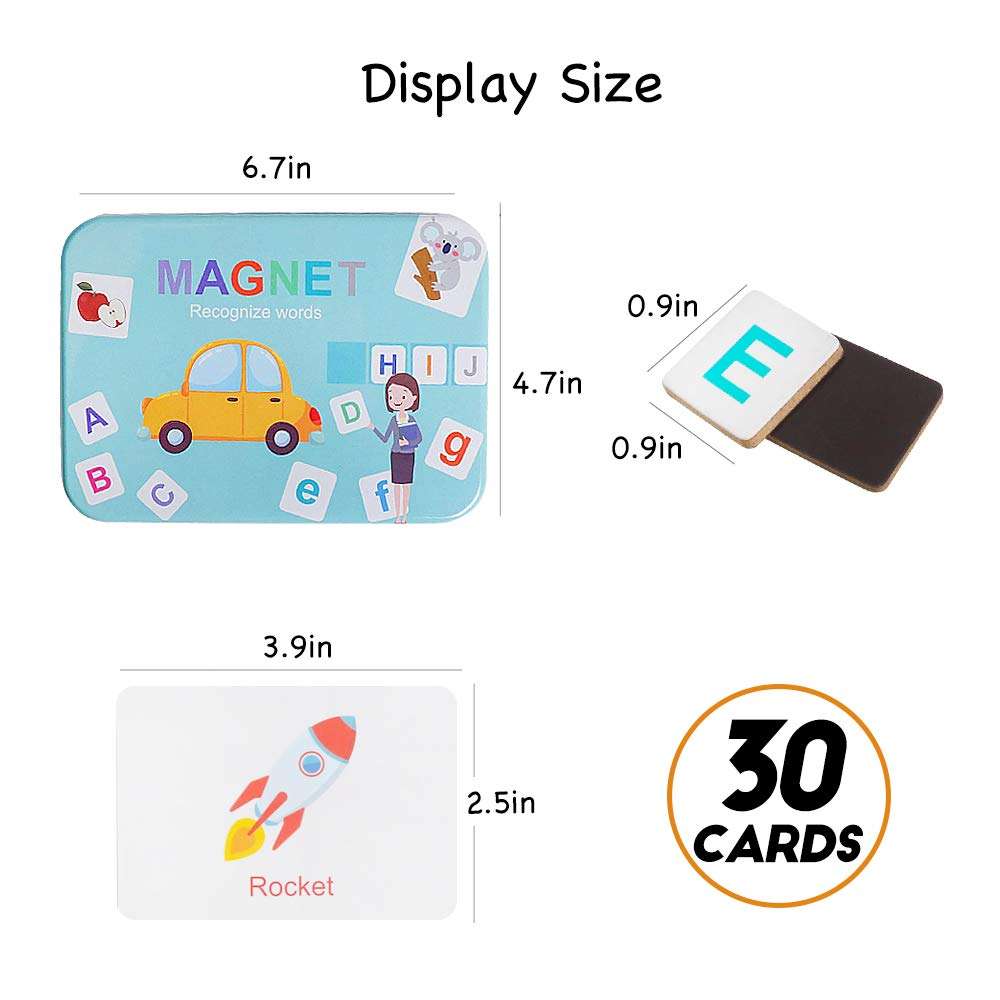 JCREN Magnetic Letters and Numbers Toys, Wooden Alphabet ABC 123 Magnets Flash Cards Refrigerator Kids Uppercase Lowercase Math Symbols for Fridge for 3 4 5 Year Old Preschool Kid 4