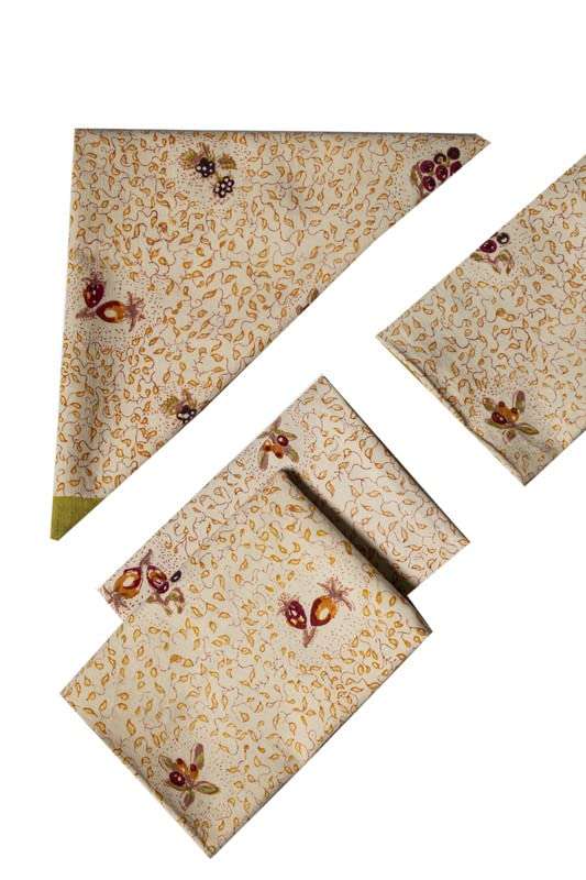 CONTRAST LIVING Puspa Hand Block Printed Kitchen Towel/Dish Towel/Hand Towel Multi Color Set of 4 Pcs 3