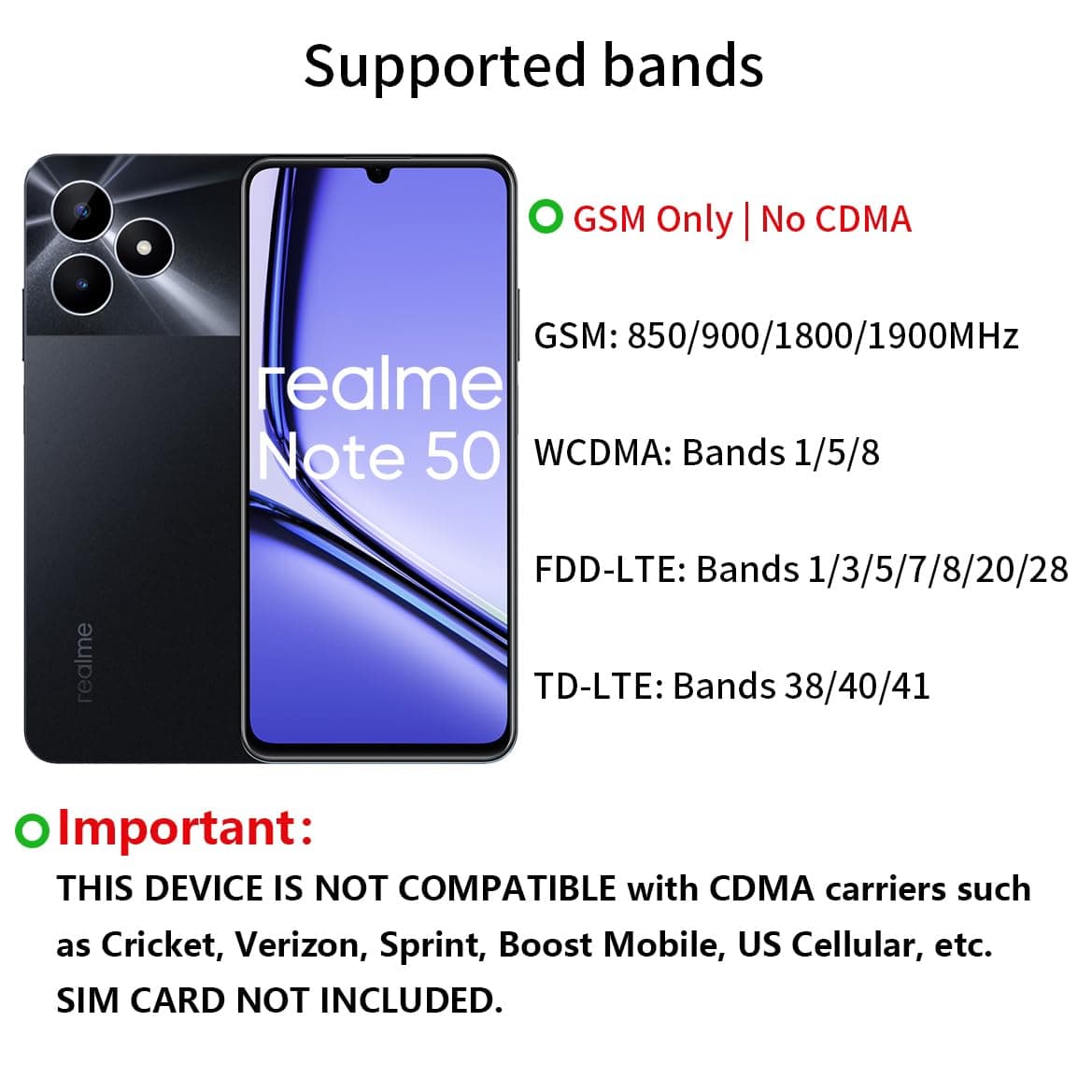 realme Note 50 Unlocked Dual-SIM Android Smart Phone, 6.74" LCD 90Hz Vivid Display, 3+64GB, 5000 mAh Battery, 13MP AI Camera, Midnight Black 4