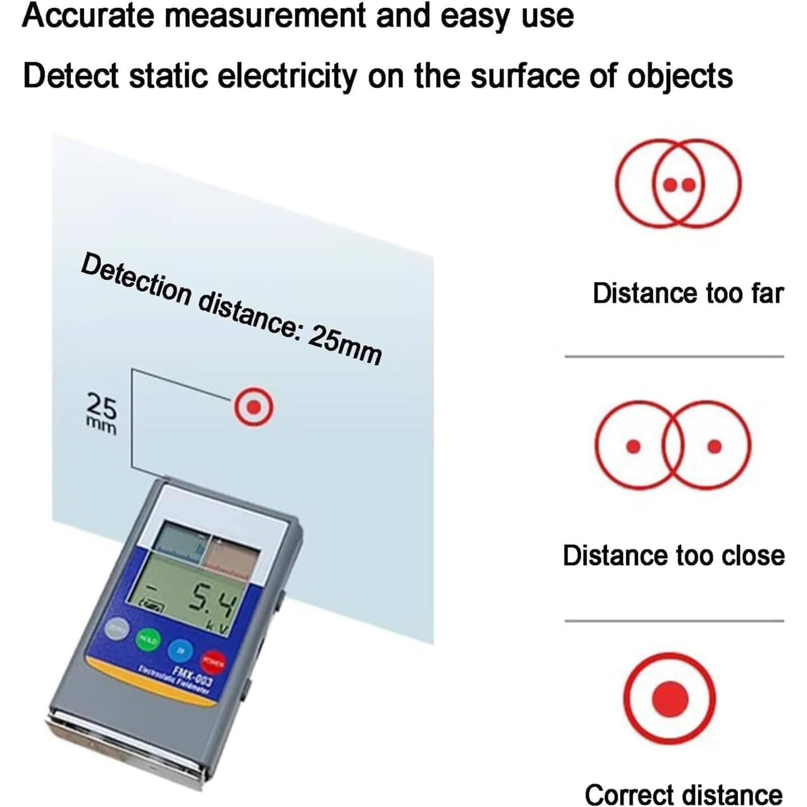DJCDDM Electrostatic Field Tester，Hand Held Fieldmeter Measuring Digital ESD Test Meter Electrostatic Field Tester Ion Balance Tester LCD Digital Display 4