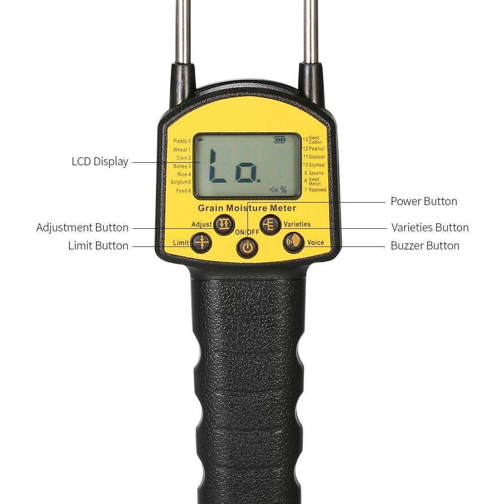 YYONGAO Water Quality Meter, Grain Moisture Meter, Smart Double Probes 0.1% High Accuracy with Alarm Setting and Battery Indication, Available for Corn Wheat Rice Bean 2