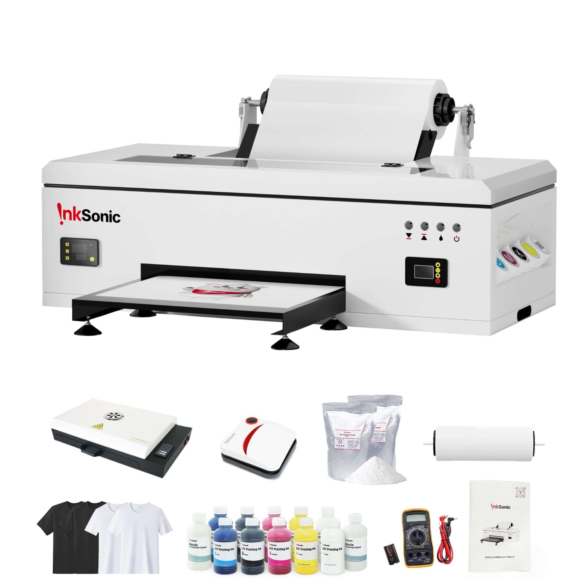InkSonic L1800 DTF Printer, A3/13" Width DTF Transfer Machine, E13 | Custom Garment Printing, Multi-Material Compatible, Direct To Film, White Ink Circulation System & Auto Clean, Built-in Heating 1