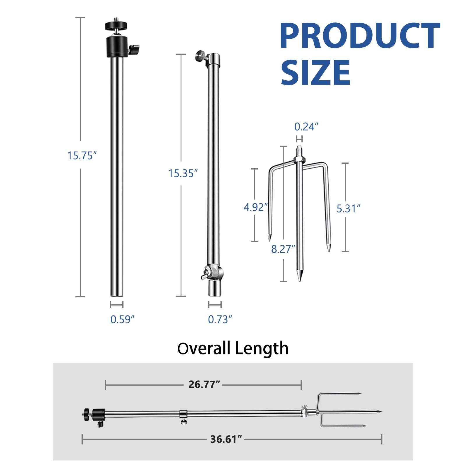 Danoib Trail Camera Mounting Bracket with 1/4" -20 Threaded Insert 360°Rotating Adjustable Holder Post for Game Camera Stand Pole, Night Fishing Lights (5) 3