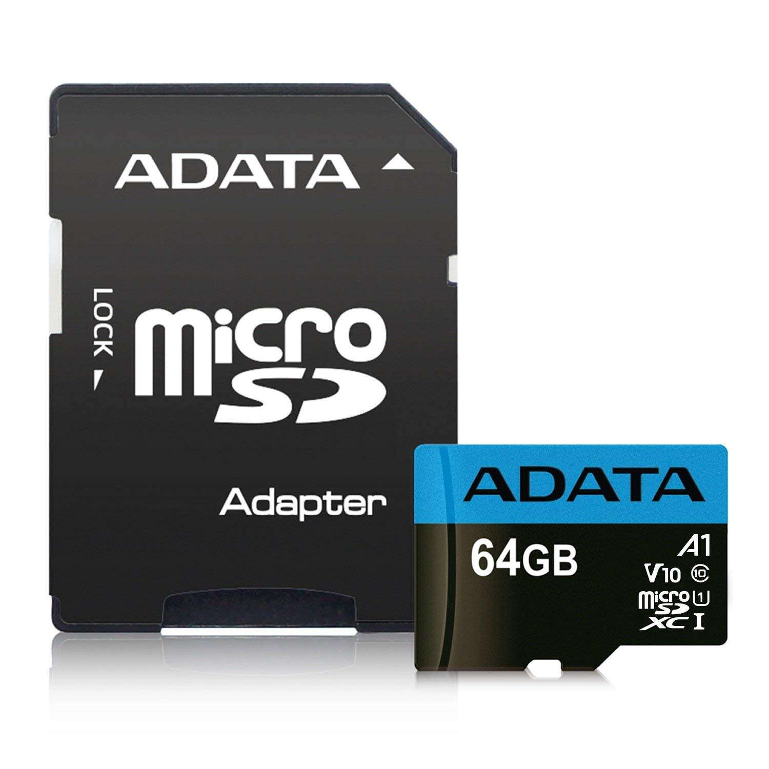 ADATA Premier 64GB MicroSDHC/SDXC UHS-I Class 10 V10 A1 Memory Card with Adapter Read up to 100 MB/s (AUSDX64GUICL10A1-RA1) 1