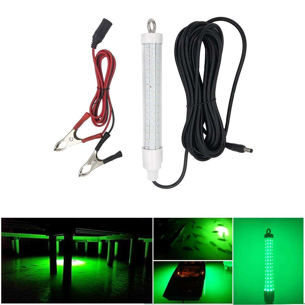 Fishing Light 12V 120LED 1000 lumens Lure Bait Finder 10.5W Night Fishing Finder Lamp Light LED Submersible Deep Drop Underwater Light with Battery Clip and Power Plug 6M Power Cord 1