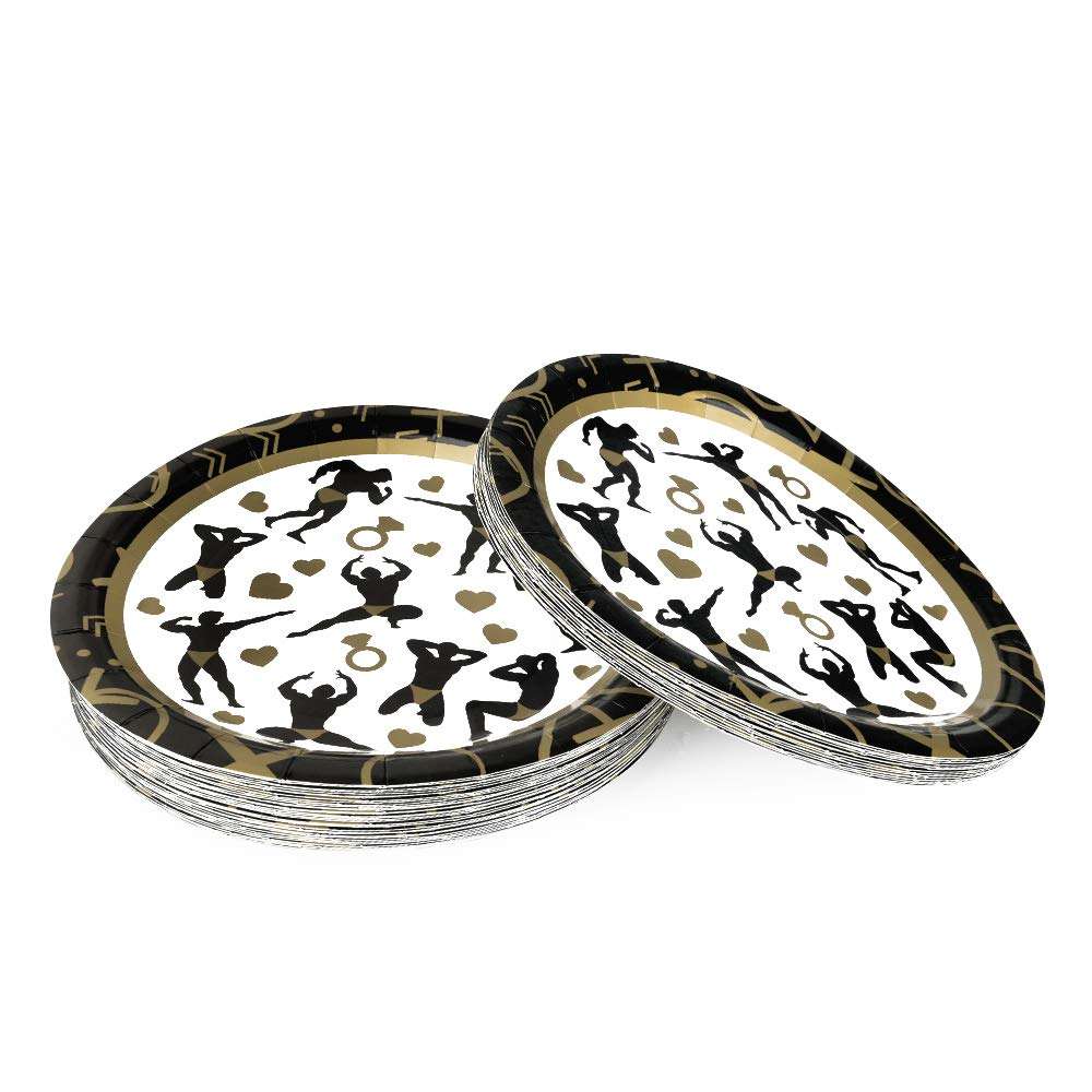 WERNNSAI Bachelorette Party Plates - Male Dancer Strippers Bachelorette Party Supplies Disposable Paper Tableware 50pcs 9" Coffee and Black Dinner Plates for Bride Girls Night Hen Party 3