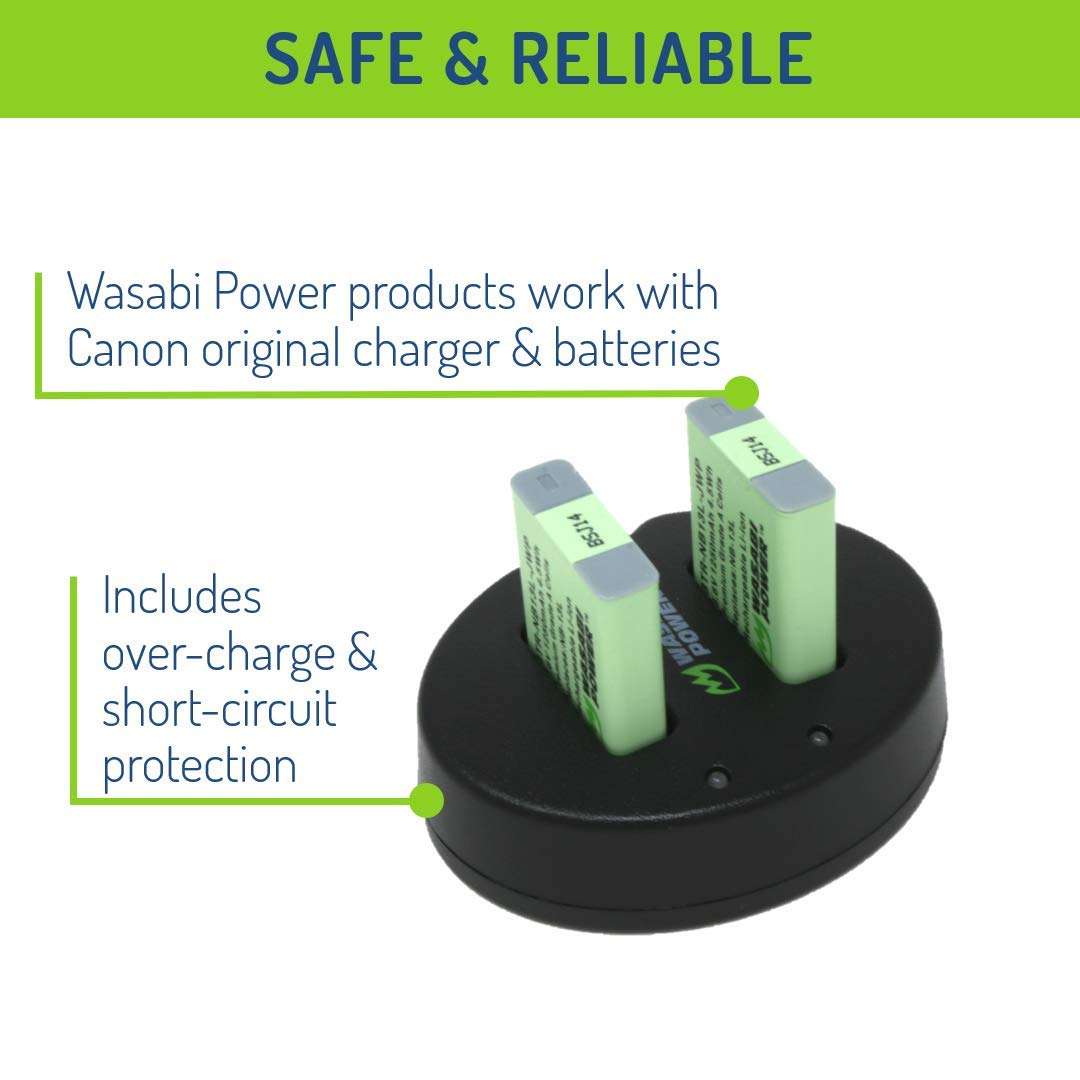 Wasabi Power Battery (2-Pack) Dual Charger for Canon NB-13L, PowerShot G1 X Mark III, G5 X, G5 X Mark II, G7 X, G7 X Mark II, G7 X Mark III, G9 X, G9 X Mark II, SX620 HS, SX720 HS, SX730 HS, SX740 HS 4