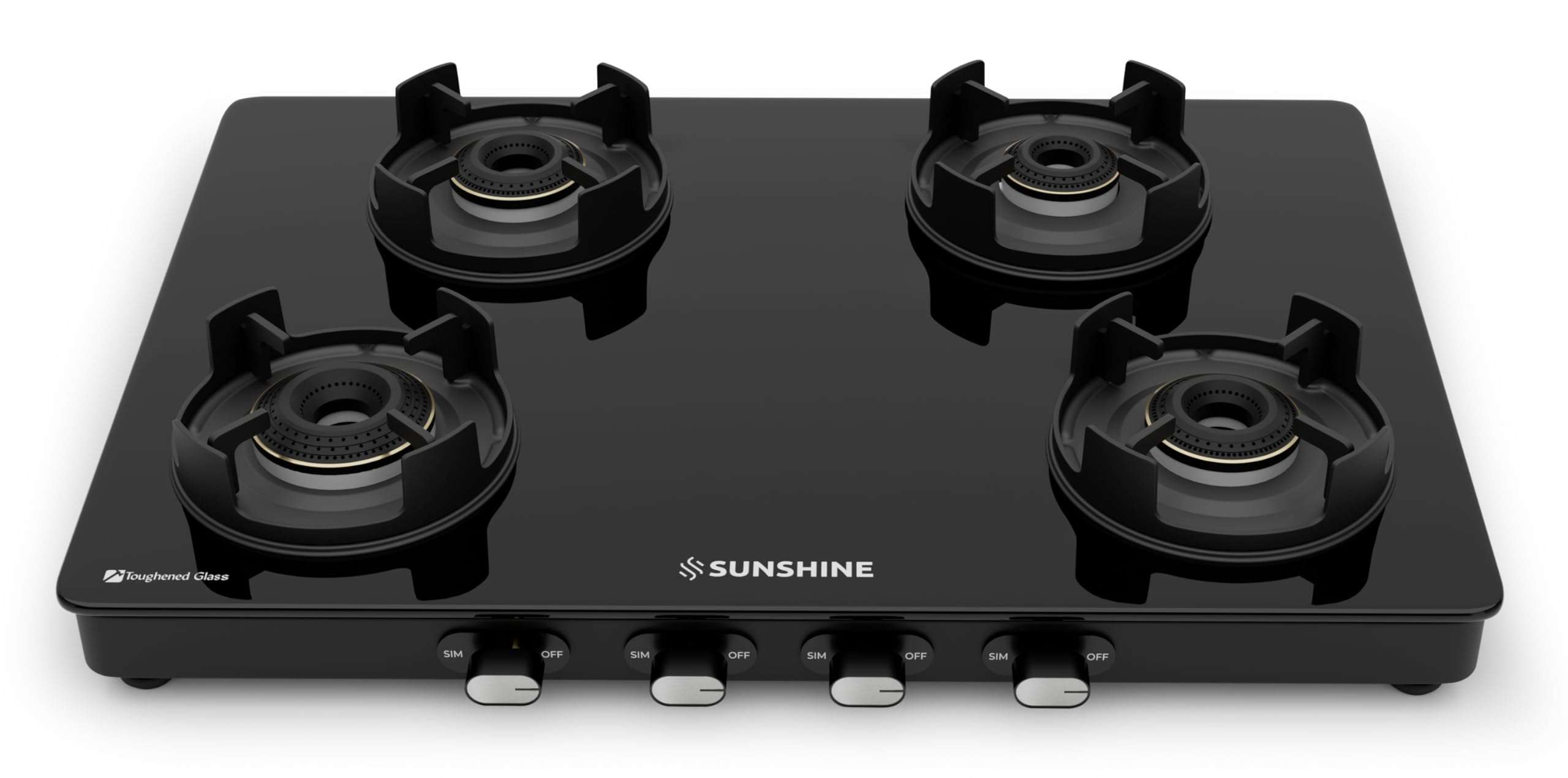 Sunshine Regal Pro | Glass Gas Stove | Toughened Glass Cooktop | ISI Certified | Manual Ignition | 5G technology, LPG Ready & PNG Compatible (Premium Black) (4-Burner Regal Pro Max) 3