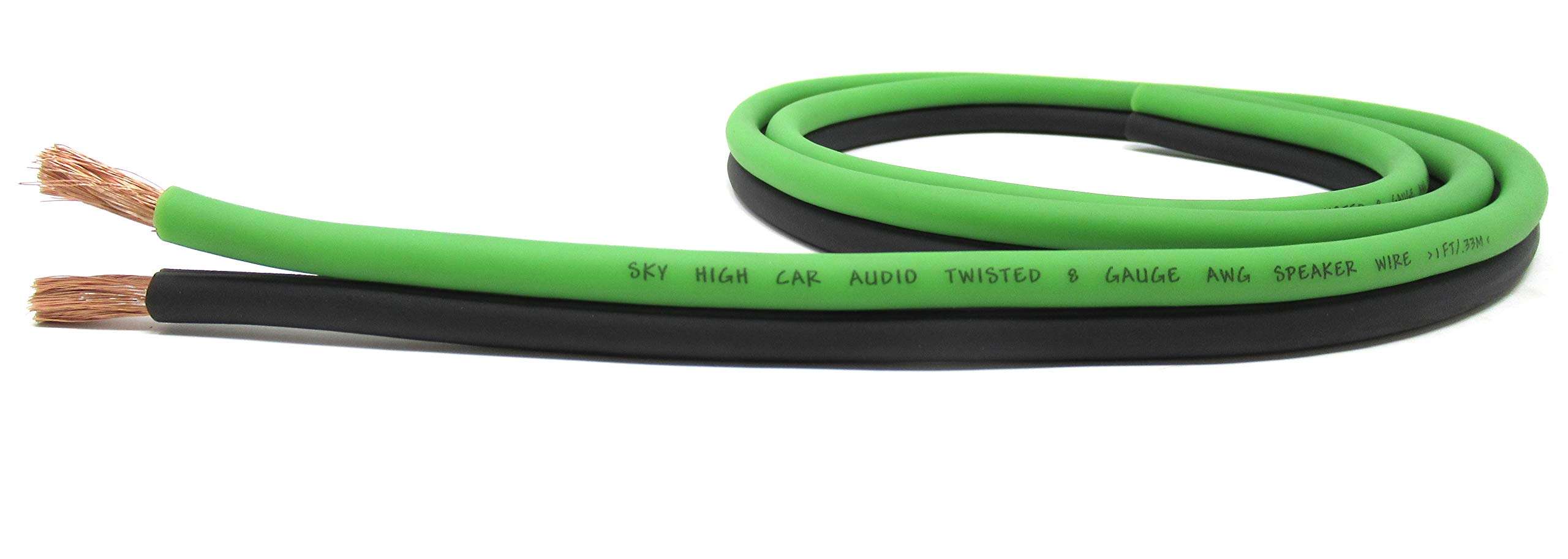 10' feet True CCA 8 Gauge AWG Green/Black Speaker Wire Car Home Audio