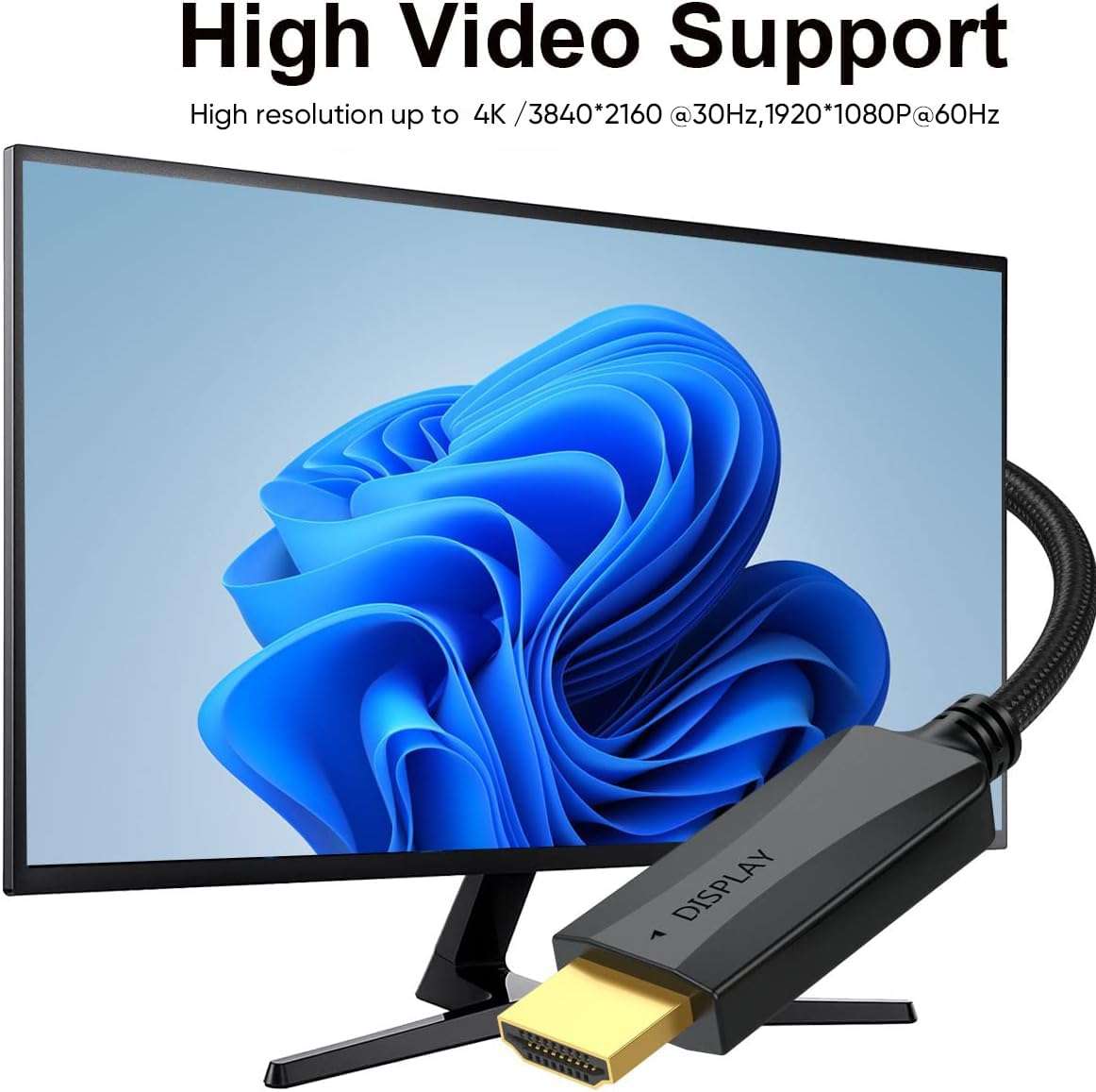 DisplayPort to HDMI Cable 20-Pack, 6FT 4K Display Port DP to HDMI Adapter Male to Male Cord UHD 4K, 2K,1080P, Gold-Plated Braided UHD Support Video and Audio for Dell, HP, NVIDIA,Samsung and More 4