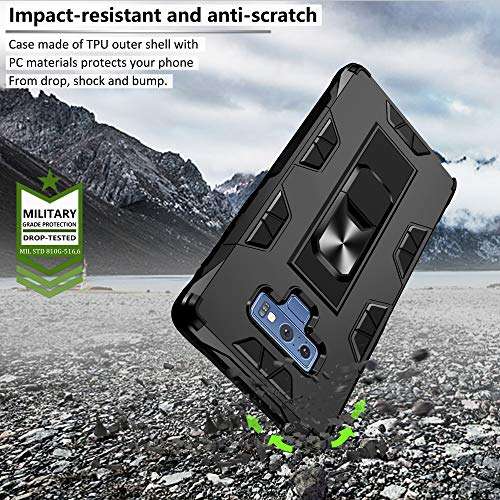 Compatible for Samsung Galaxy Note 9 Case with HD Screen Protector, Gritup Military Grade Dual Layer Protective Shockproof Cover Built-in Magnetic Kickstand Phone Case for Samsung Note 9, Black 5