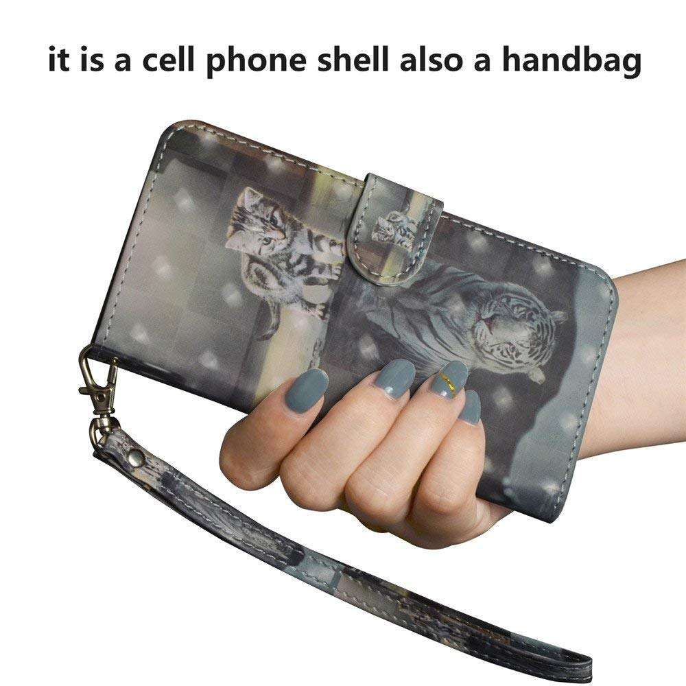 Galaxy J7 2018 Case,Galaxy J7 Refine Case,Galaxy J7 Star Case,Galaxy J7 V J7V 2nd Gen Case, Maoerdo 3D Painted Design Wrist Strap Wallet Case Cover for Samsung Galaxy J7 2018 - Cat Tiger 6