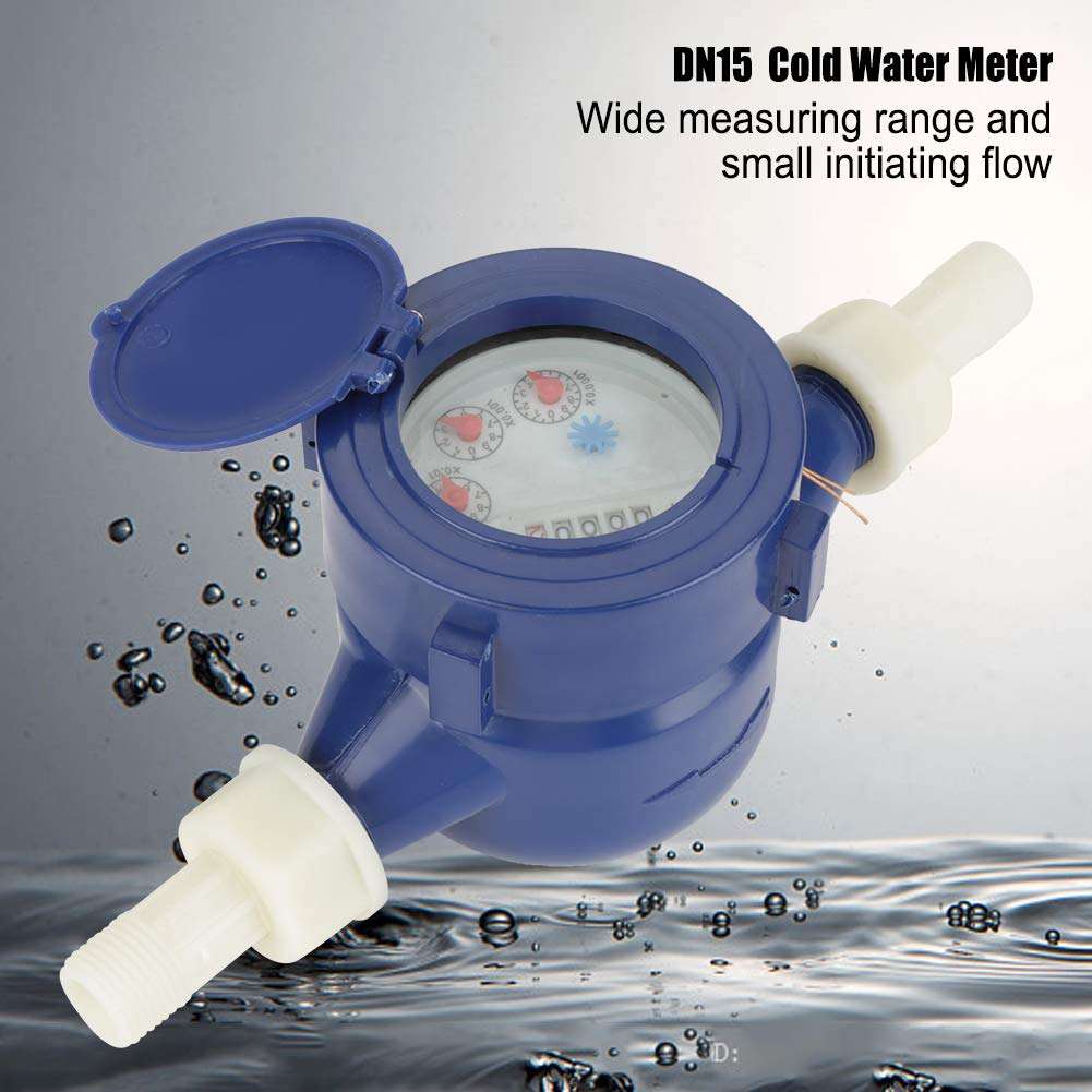 Cold Water Meter,DN15 360° Freely Adjustable Rotary Nylon Water Meter Single Water Flow Wet Table Measuring Tool,Resistant Corrosion for Garden Home Usage 2