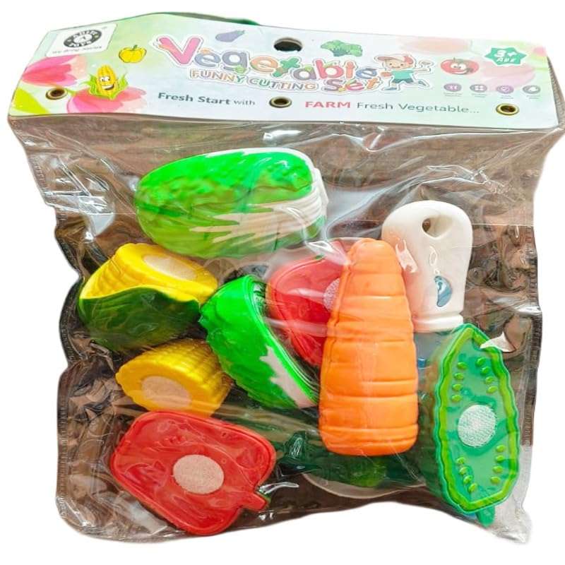 AKTOON TOYS (Combo Pack) Vegetables Cutting Play Toy Set Can Be Sliced in 2 Pieces Rattle & 6 Sisters Doll with Beautyful Hair & Movable Body Parts Doll Set - Multicolor 3