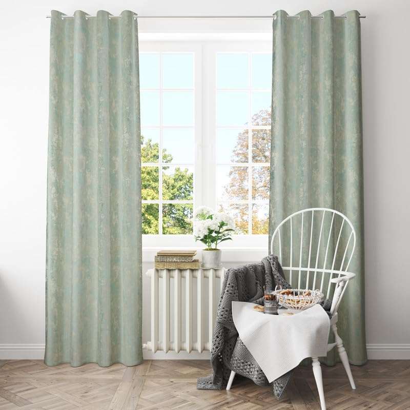 gsd home Premium Heavy Jacquard Fabric Room Darkening Creation Texture Design Curtains 9 Feet for Long Door, Aqua, 2 Pieces 3