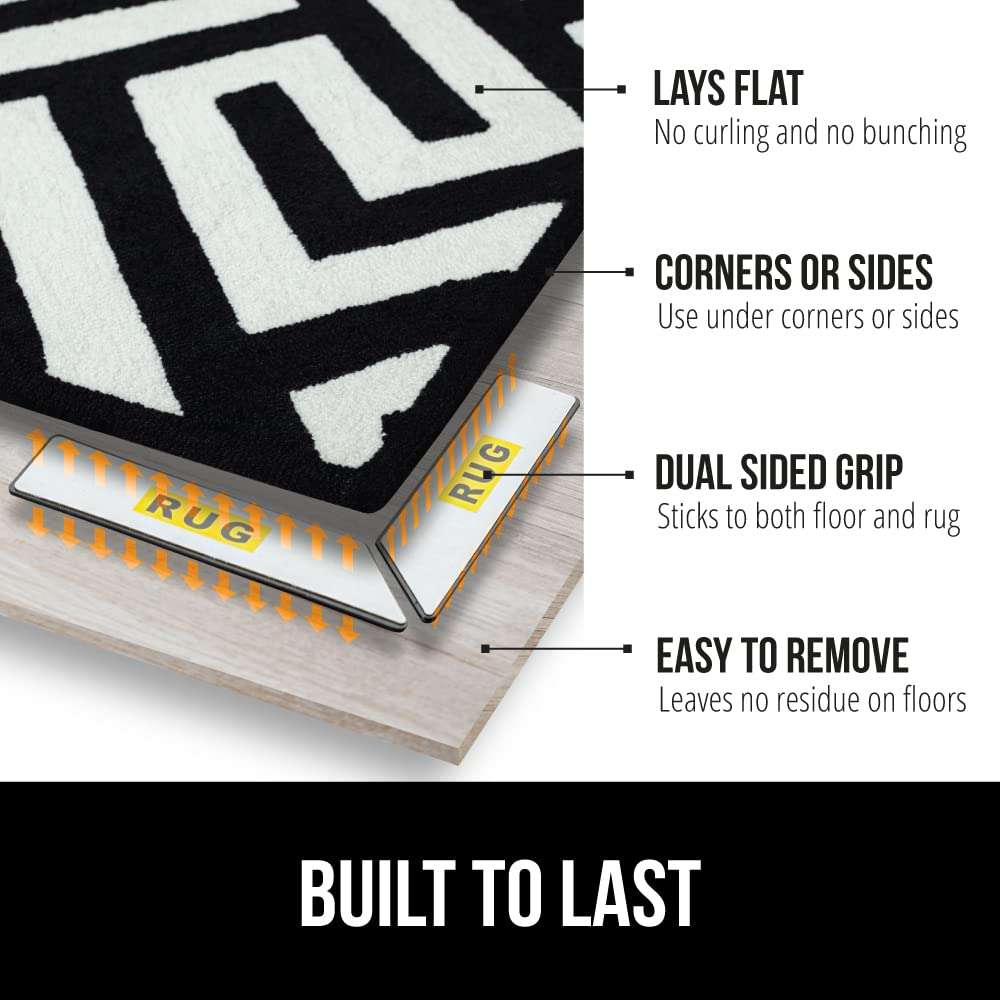 Gorilla Grip Rug Grippers and Chair Desk Mat, Rug Grippers Size Pack 24, Dual Sided Soft Flexible, Chair Mat for Carpets Size 29x47, Slip Resistant Computer Mat, 2 Item Bundle 3