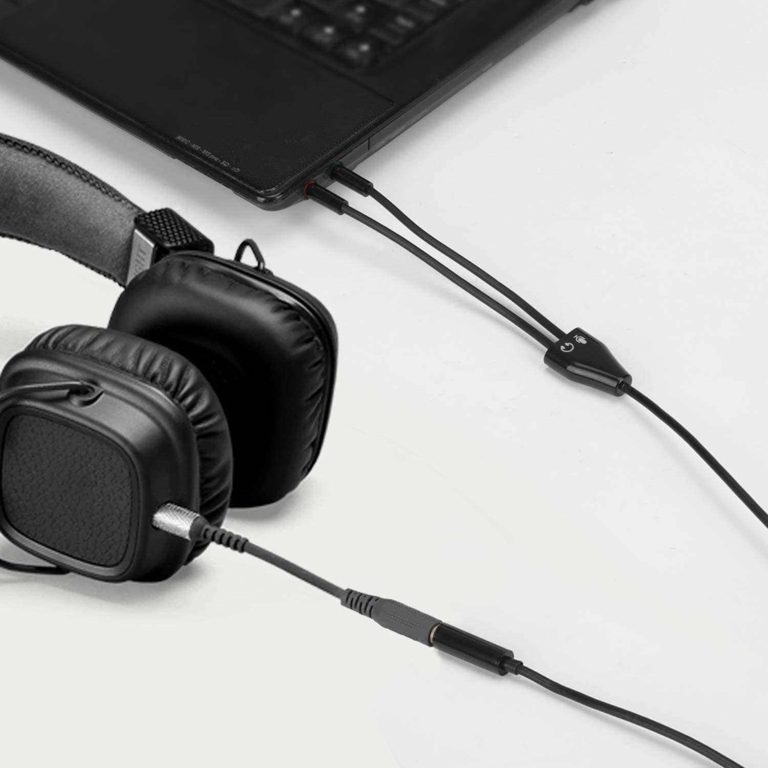 FLEAVER Headphone Splitter for Computer 3.5 Female to 2 Dual 3.5mm Male Headphone Mic Audio Y Splitter Cable Smartphone to PC Adapter(Black) 5