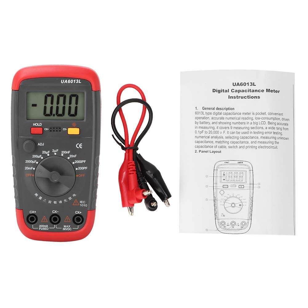 SANON Professional Capacitor Tester, UYIGAO UA6013L 0.1pF-20000uF Handheld LCD Digital Capacitance Meter 1