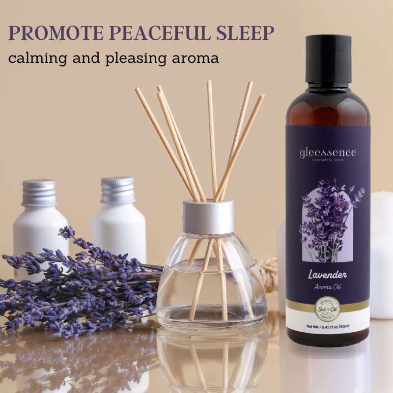 gleessence Pure & Natural Lavender Aroma Diffuser Oil - 250ml | Fragrance Oil for Home and Office Use | Reed Diffuser Oil Refill | Long Lasting Natural Aroma 5