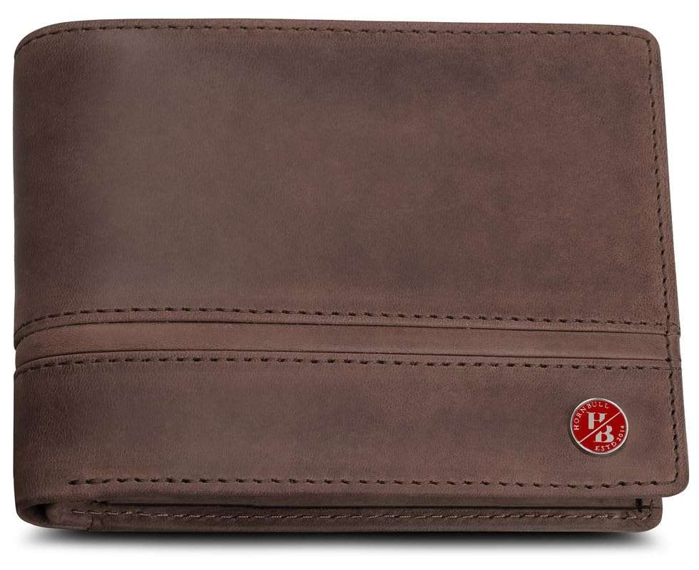 HORNBULL Denial Hunter Brown Leather Wallet for Men | Leather Mens Wallet with RFID Blocking | Wallets Men Genuine Leather