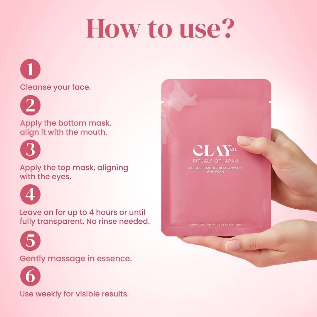 ClayCo Rice & Ceramide Collagen Sheet Mask | Hydrating & Brightening Face Mask with PDRN | Niacinamide & Hyaluronic Acid | 35 g 5