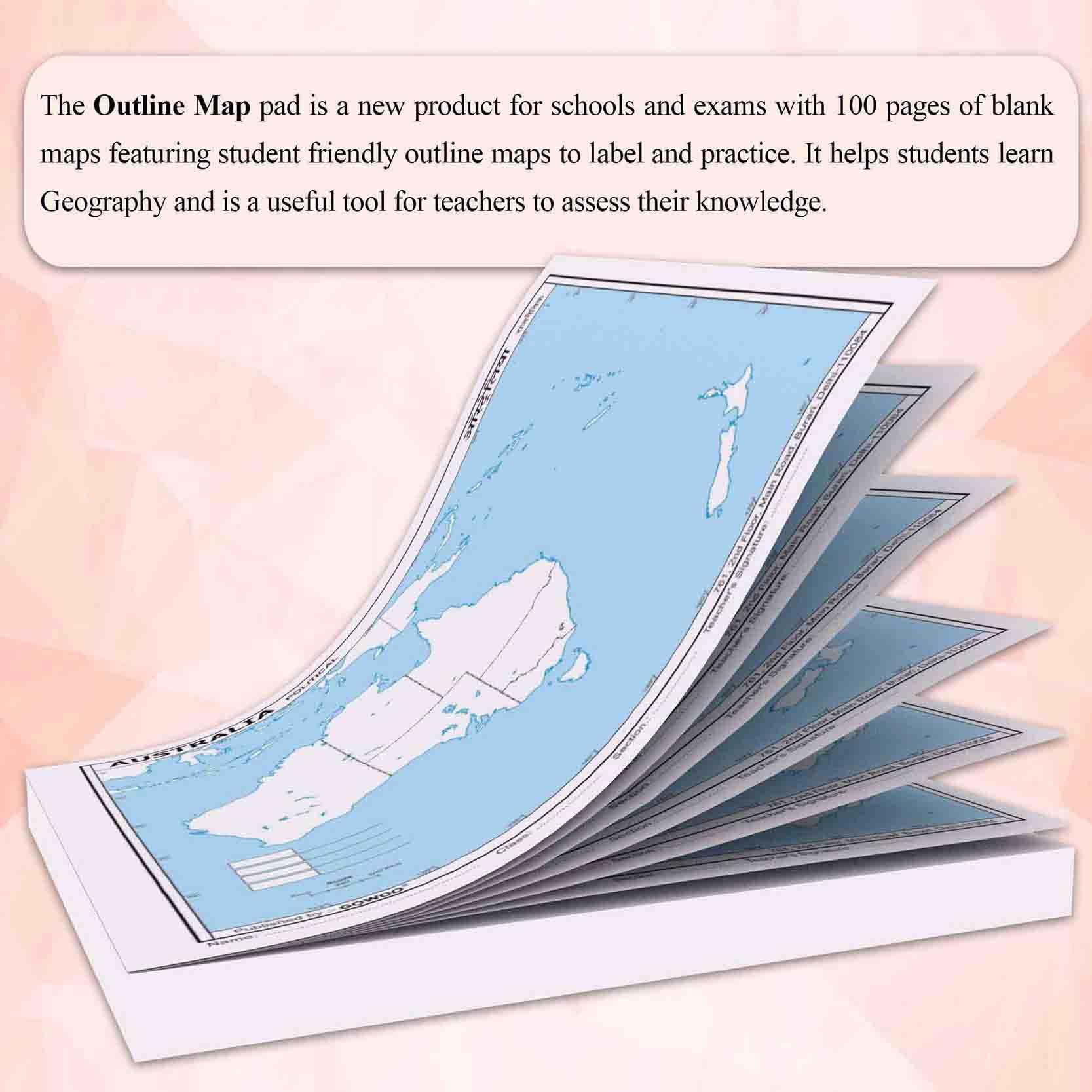 SMALL - 100 AUSTRALIA POLITICAL OUTLINE MAP and SMALL 100 AUSTRALIA PHYSICAL OUTLINE MAP FOR SCHOOL | Combo of 2 3