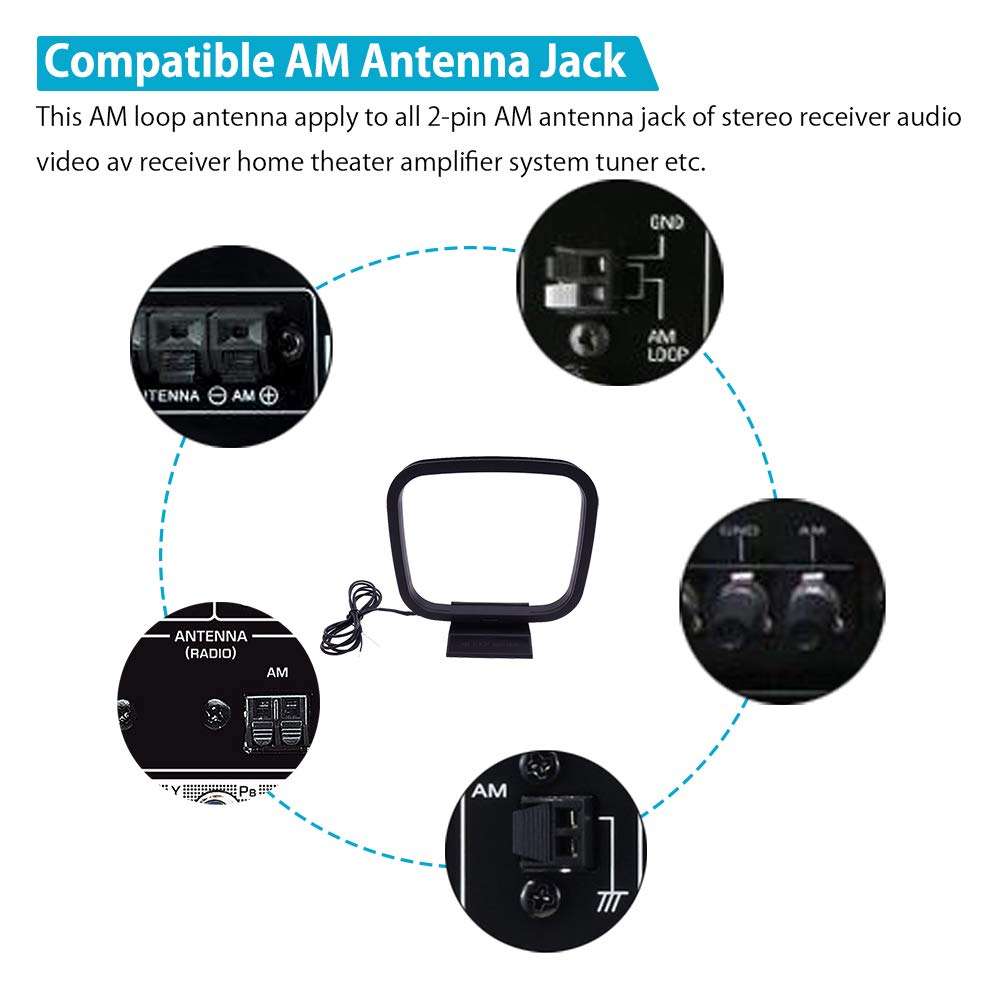 Fancasee AM Loop Antenna 2 Pin Twin Lead Bare Wire Connector Adapter Cable AM Antenna for Stereo Receiver Audio Video AV Receiver Home Theater Amplifier System Indoor 2