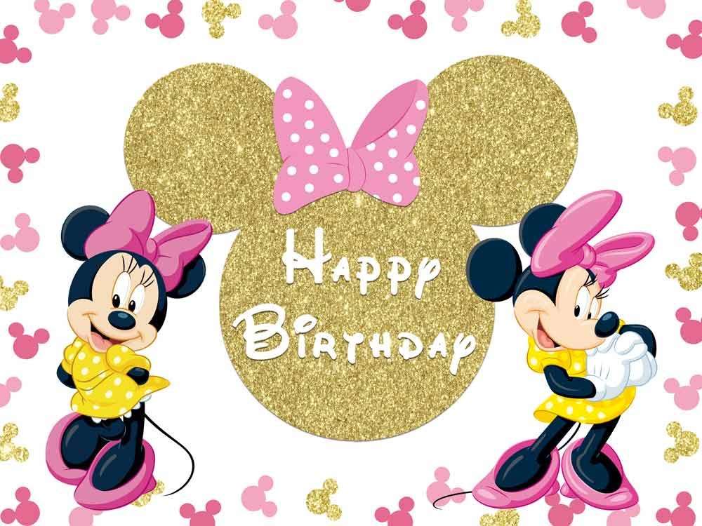 Minnie Mouse Birthday Backdrop for Princess Girls Gold Princess Girls Banner Background Photo Studio Celebration Party Banner Prop Photo Shoot Booth