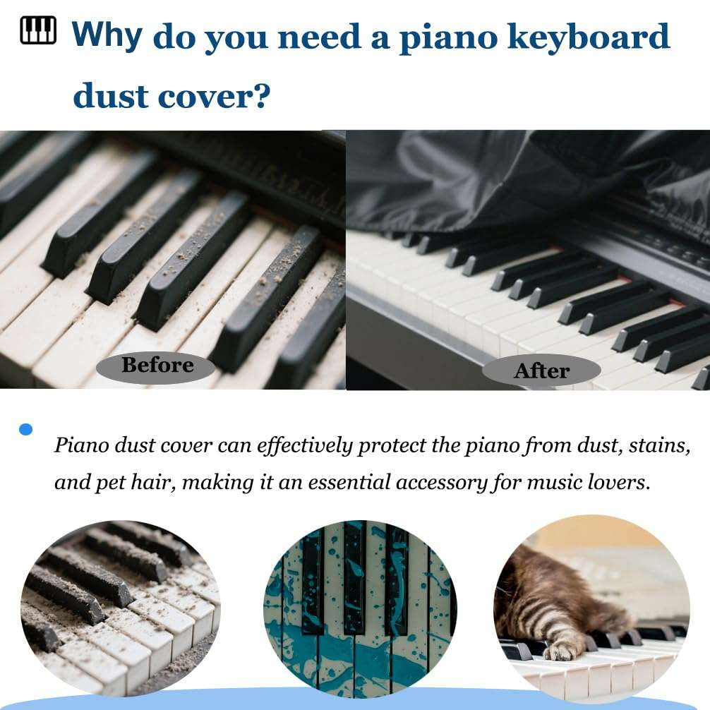 88 Keys Piano Keyboard Dust Cover, Water Proof, Digital Electronic Piano Keyboard Covers, Premium Surface Protect Your Music Piano Essential Accessories 5
