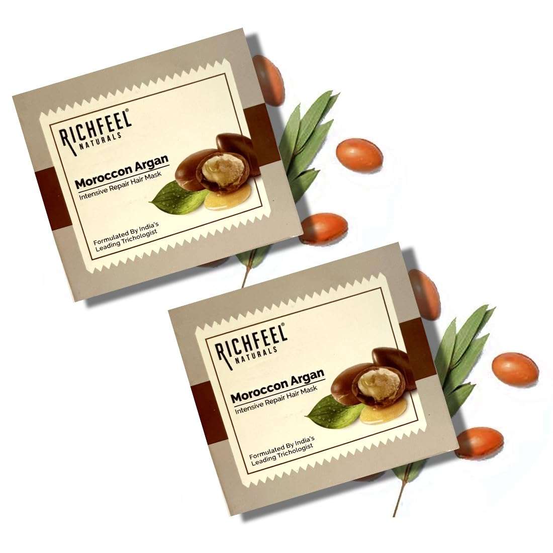 Richfeel Moroccan Argan Hair Mask | Reparative Deep Conditioning | Strengthens Hair |Treats Hair Fall & Damage| 100 g (Pack of 2) 1