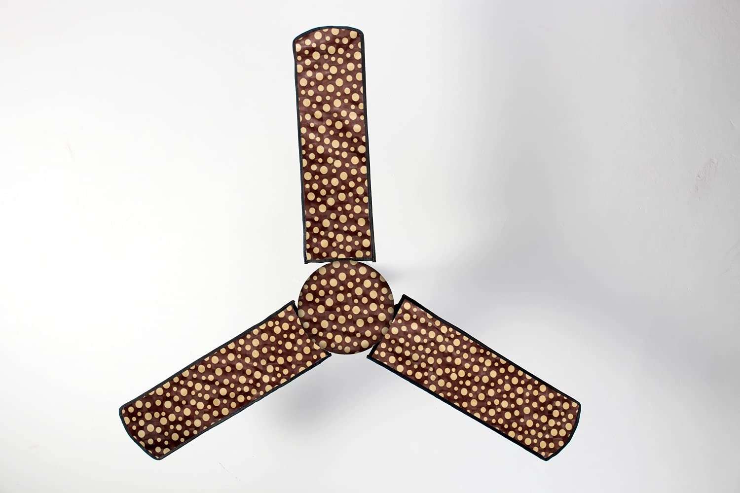The Furnishing Tree Waterproof & Dustproof Three Blade Ceiling Fan Cover with Attachable End Enclosure Set of 1 Fan Cover Polka dot Brown 4