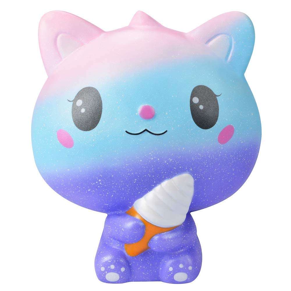 Ganjiang Kawaii Giant Animal Squishy Jumbo Soft Slow Rising Soft Stress Relief Toy, Kids Gifts, Home Decor,Collections (Blue Ice Cream Cat) 5