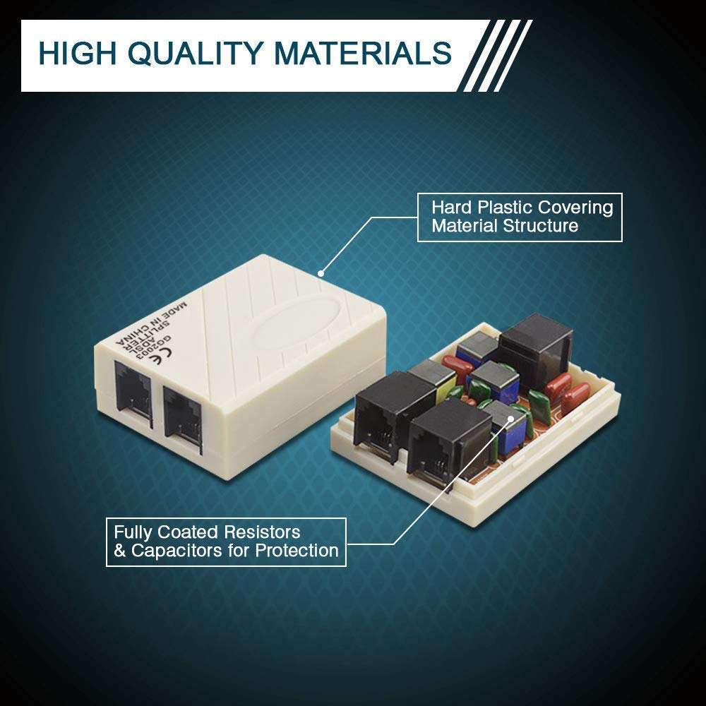 NSinc - ADSL Splitter, DSL Phone Dual Port Jack Line Splitter Filter Adapter for DSL Modem Router Fax Machine Device 4