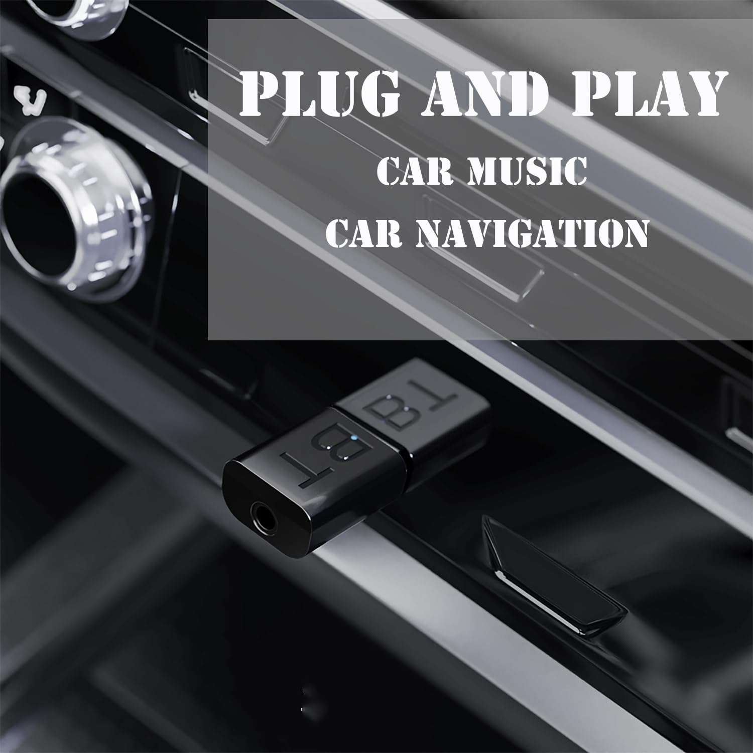 QOFOWIN Mini 2-in-1 USB Bluetooth Receiver,5.4 Wireless Audio Adapter 3.5mm Car Kit Music Receiver for Home/Car Stereo Sound System, Bluetooth Adapter(Aux in) with 3.5mm Cable 5